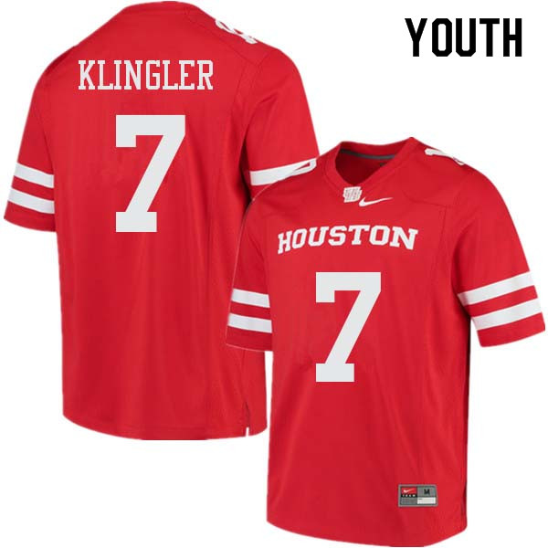 Youth #7 David Klingler Houston Cougars College Football Jerseys Sale-Red